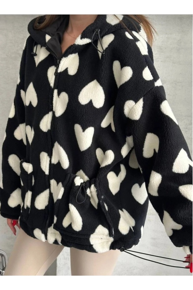 معطف من القطيفة بنمط قلب - 5