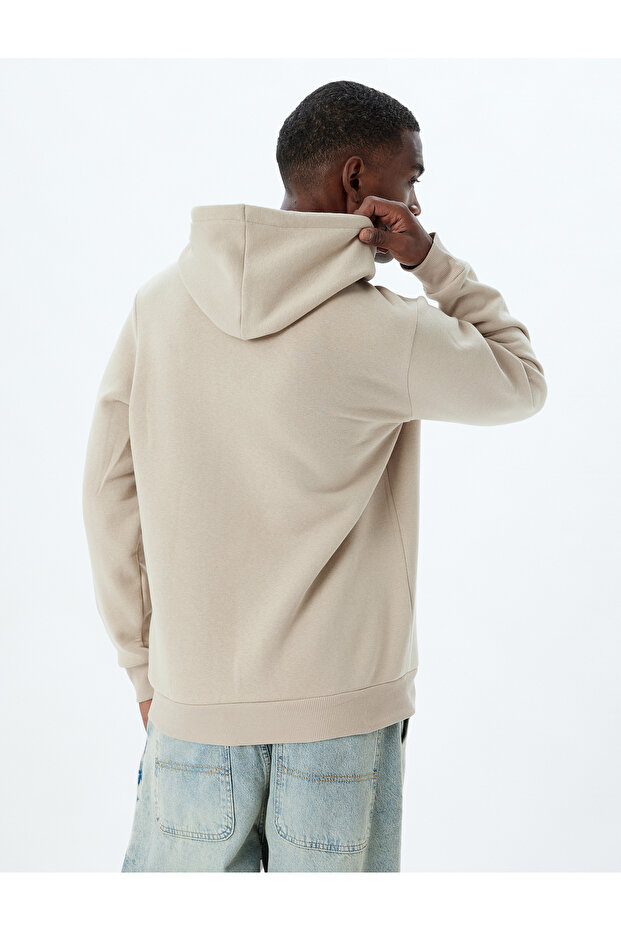 Şardonlu Pamuk Karışımlı Basic Kapşonlu Sweatshirt - 4