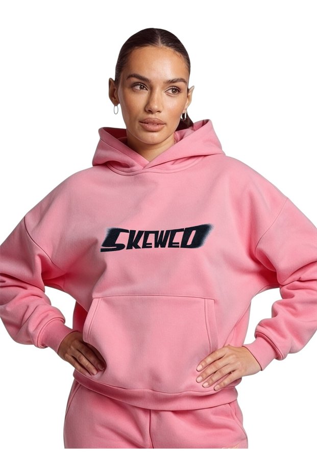 Unisex Skewed Colorful Custom Printed Cotton Oversize Hooded Sweatshirt