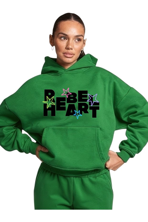 Unisex Rebel Heart Colorful Custom Printed Cotton Oversize Hooded Sweatshirt