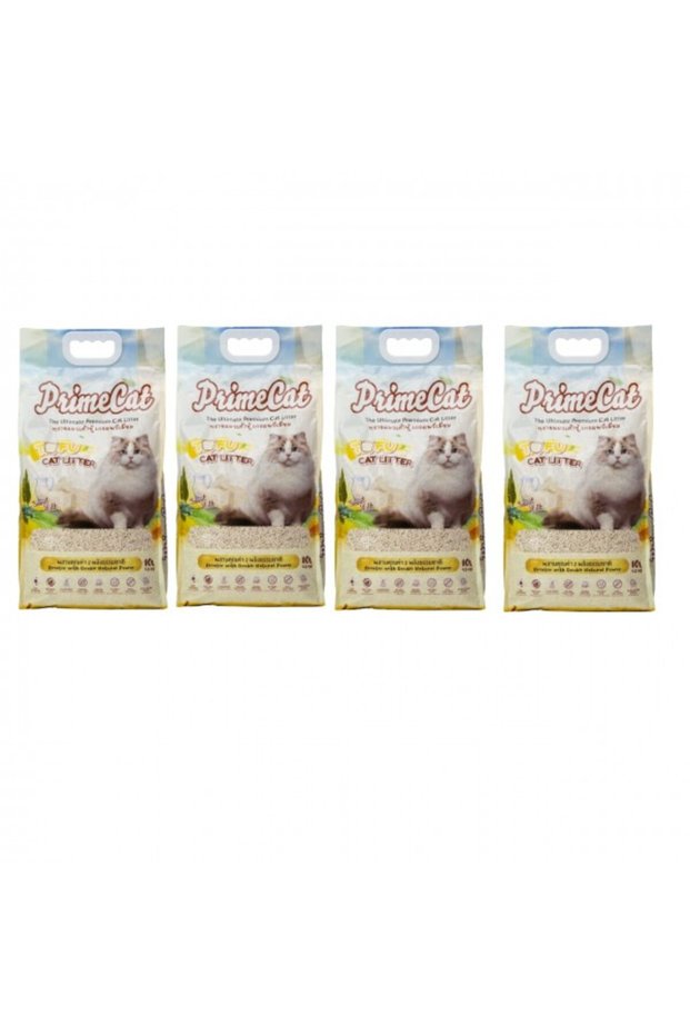 PrimeCat Tofu Clumping Cat Litter, Sweet Milk Scent, 4 Packs x 4.5 kg (18 kg Total)