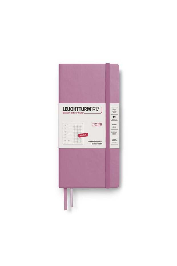 Leuchtturm 1917 Weekly Planner & Ajanda Defter Noktalı Wallet (B6+ x A6) 2026, Dusty Rose, English 3 - 1