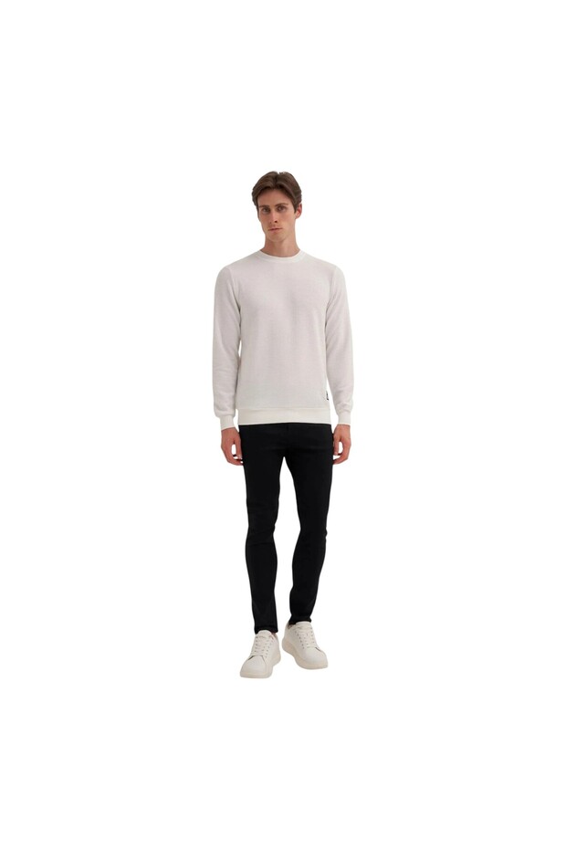 Slim Fit Pinstripe Ottoman Cotton Blend Sweatshirt-52470