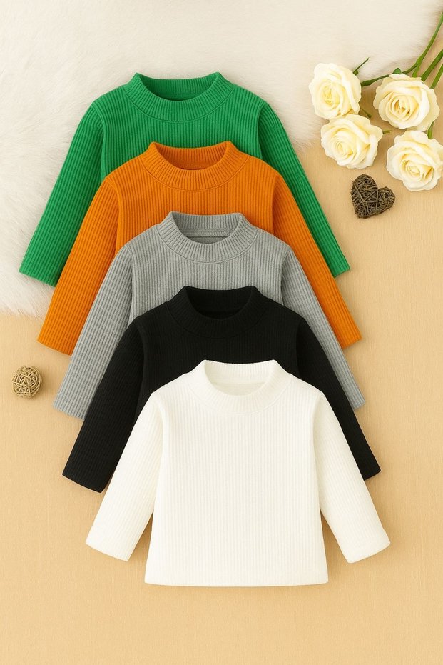 Girls Boys Children's Undershirt Half Fisherman Thin Sweater Camisole Set of 5