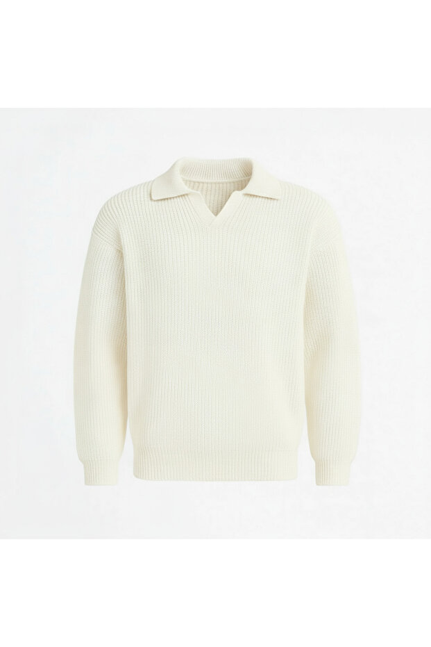 Polo Neck Men's Knitwear – Stylish Model with Thessaloniki Texture