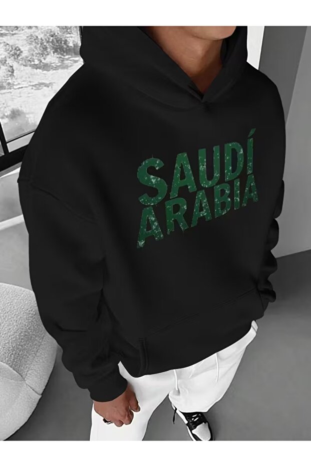 سترة رياضية رجالية مطبوعة بتصميم السعودية بمقاس كبير