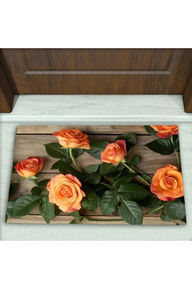 Gül Desenli Dekoratif Kapı Önü Paspası No: 2183 - 1