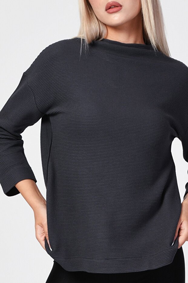 بلوزة كبيرة الحجم بدون أكتاف - أنثراسيت - 3