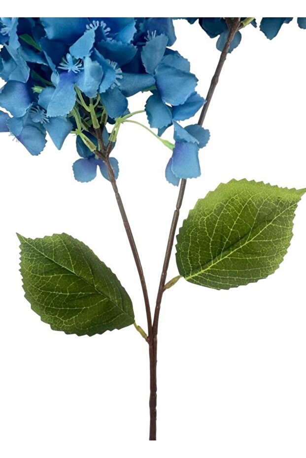 Yapay Çiçek Ortanca 90cm 2Toplu Mavi Koyu Tek Dal Kumaş Çiçek Uzun Dal - 2
