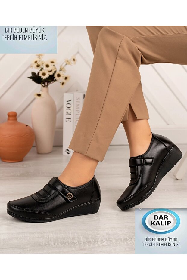 Winter Padding Sole Velcro Black Orthopedic Mother's Shoes
