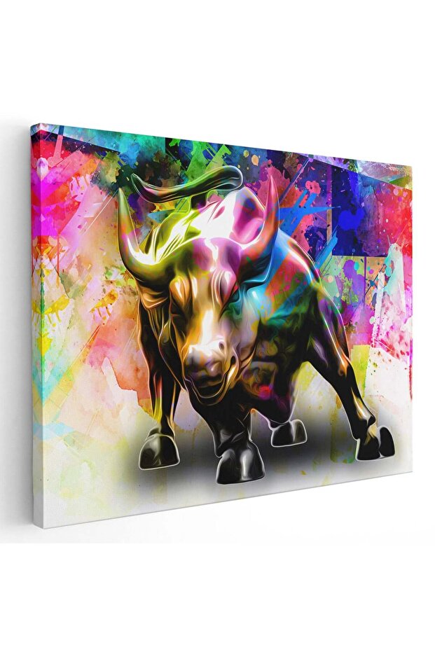 Tablou taur fundal abstract multicolor, cod 4985 - 1