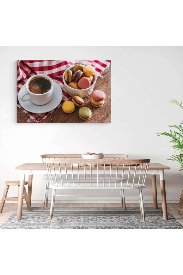 Tablou ceasca cu cafea si macarons, cod 3895 - 4