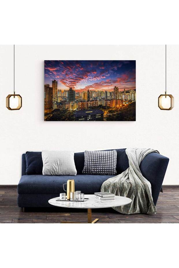 Sunset cityscape painting, code 4384 - 5