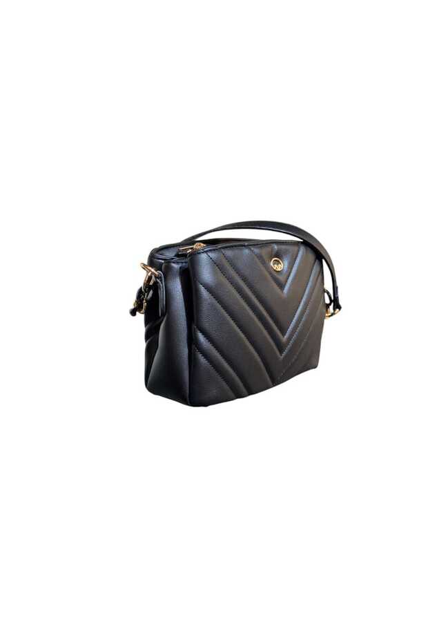 Quilted Patterned Stylish and Multi-Compartment Bag Black