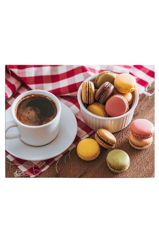 Tablou ceasca cu cafea si macarons, cod 3895 - 2