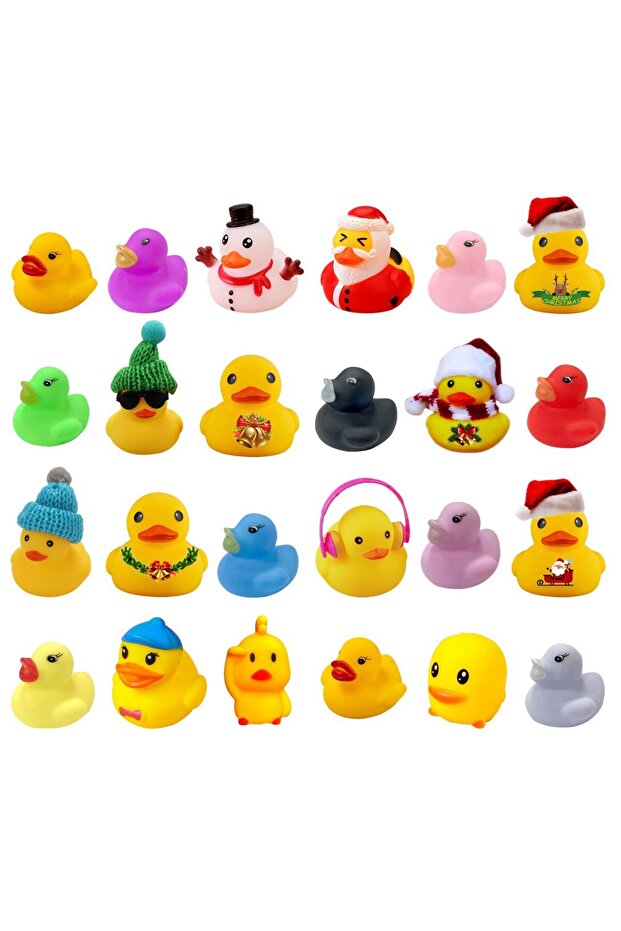 Christmas Advent Calendar, set of 24 yellow rubber bath ducks, different models, - 1