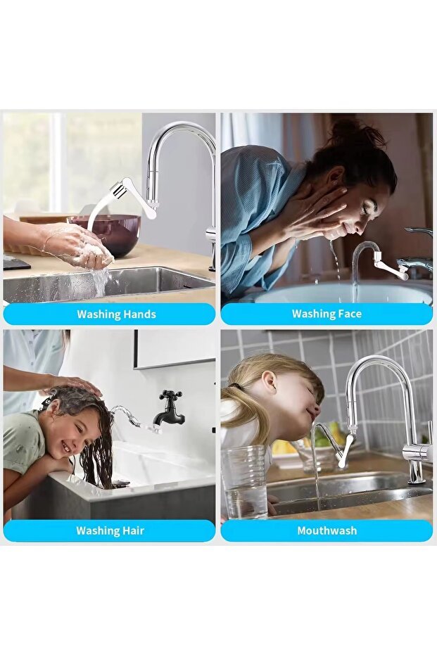 Rotating faucet extension – multi-mode nozzle, 360° rotation, water saving, universal installation - 1