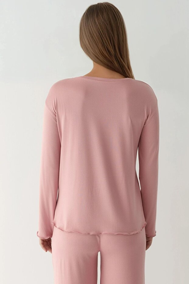 Yumuşak Dokulu Rahat Kesim Uzun Kollu Pijama Takımı - 8