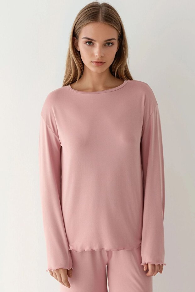 Yumuşak Dokulu Rahat Kesim Uzun Kollu Pijama Takımı - 7