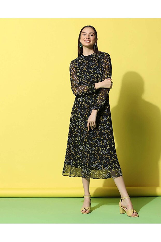 Black Halter Neck Midi Dress