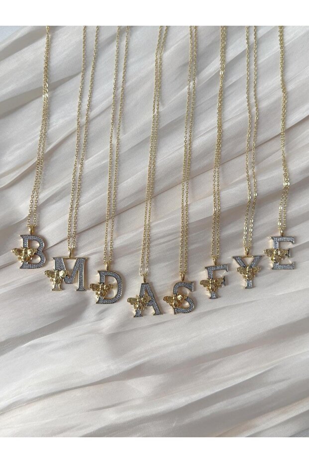 ÇELİK E HARF ARI FİGÜRLÜ KOLYE - 2