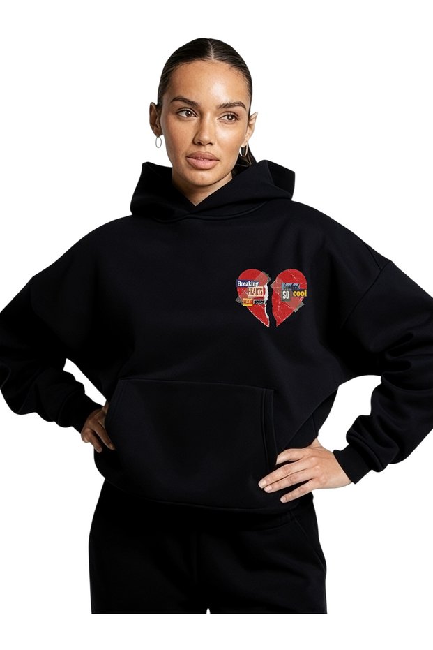 Unisex Who Cares Colorful Custom Printed Cotton Oversize Hooded Sweatshirt