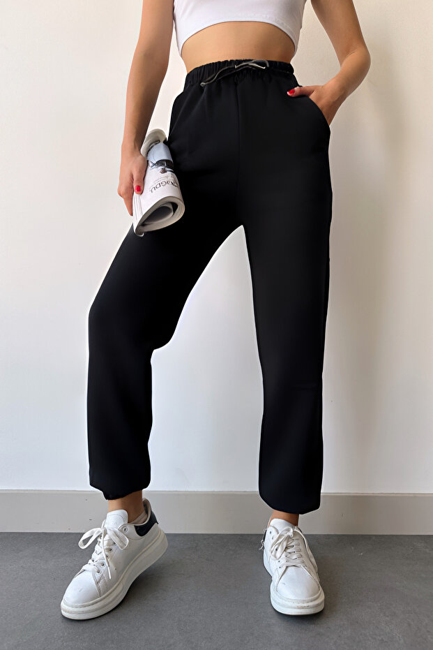 Women's Unisex Basic 3-Thread Ribbed Jogger Single Sweatpants