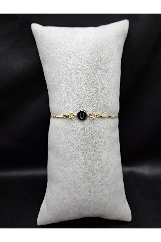 Gold Color Hematite Stone Letter U Bracelet