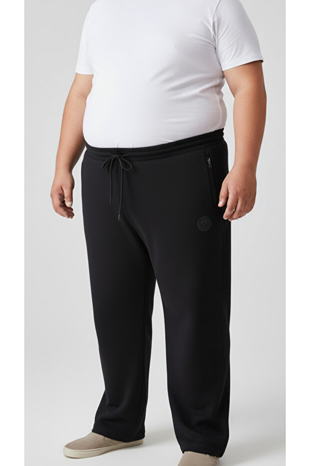 Men's Sweatpants Oversized Plus Size with Pockets Zippered Cotton Straight Leg Wide Fit