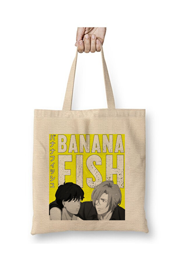 Banana Fish Anime White Cloth Bag Long Handle Shopping Bag Beach Bag