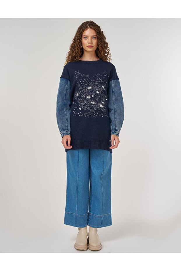 Денім Гарнілі Трико Туніка Лациверт - 3