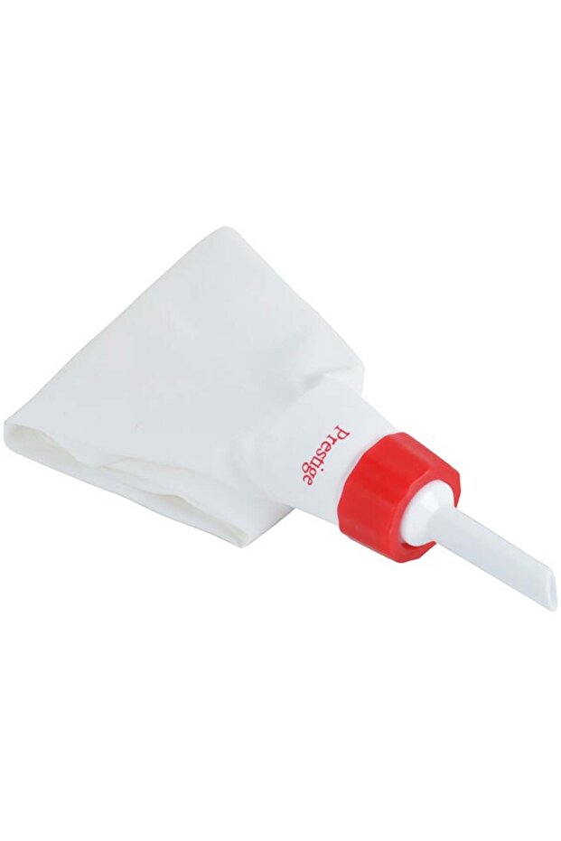 Icing Bag with 6 Plastic Nozzles – White/Red, 23.2 x 11.8 x 2.8 cm