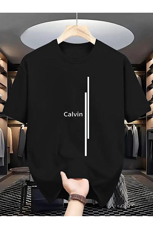 Men's "Calvin" Printed Vertical Striped T-Shirt