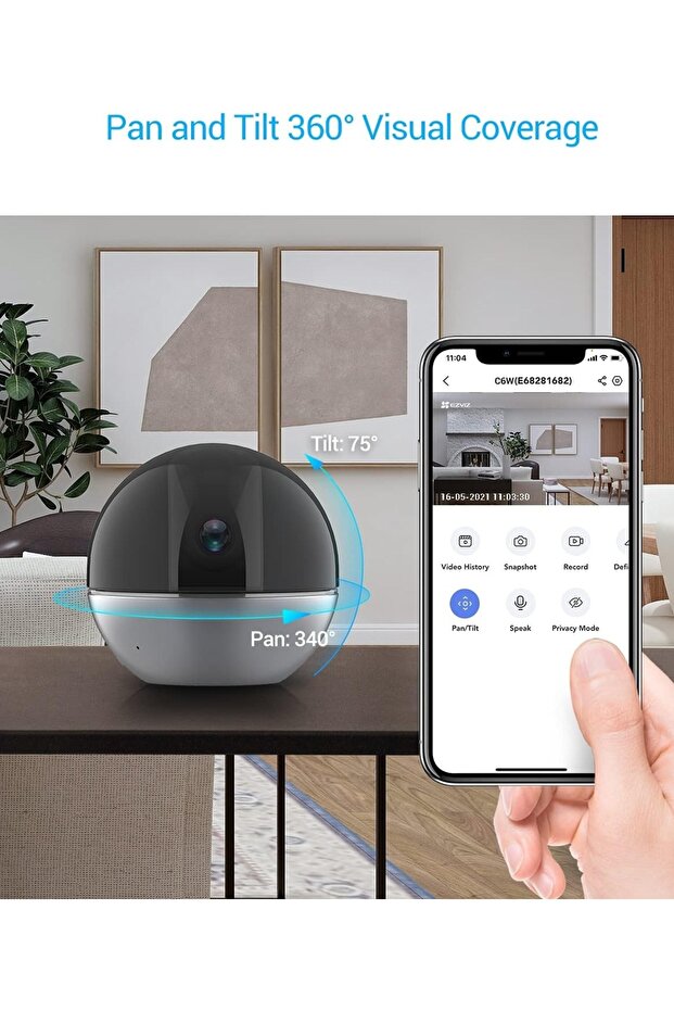 كاميرا مراقبة داخلية بدقة 2K | رؤية بزاوية 360 درجة، تتبع تلقائي، نطاق ديناميكي واسع حقيقي (WDR)، تخزين سحابي/بطاقة ذاكرة SD - 3