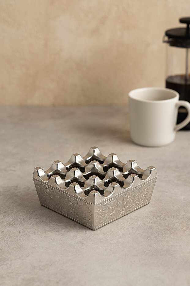 Patterned Cast Iron Ashtray, Square Decorative Ash Tray, Color Options and Long Lasting