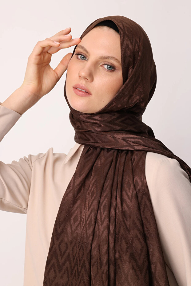 Tile Pattern Shiny Jacquard Shawl - 1
