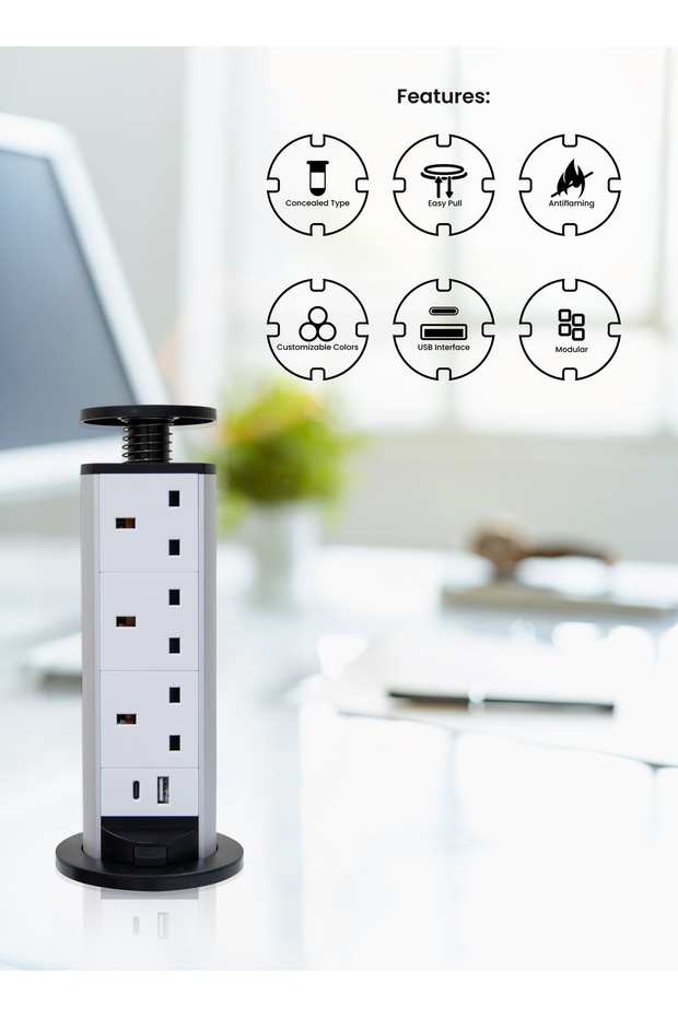 Table Pop Up Socket | Push Open Bench Table Hidden Socket - 3