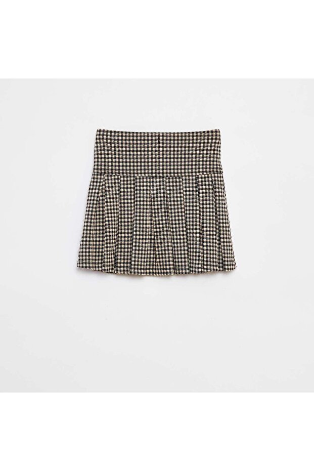 تنورة واسع الأرجل بنقشة مربعات بيج - 2