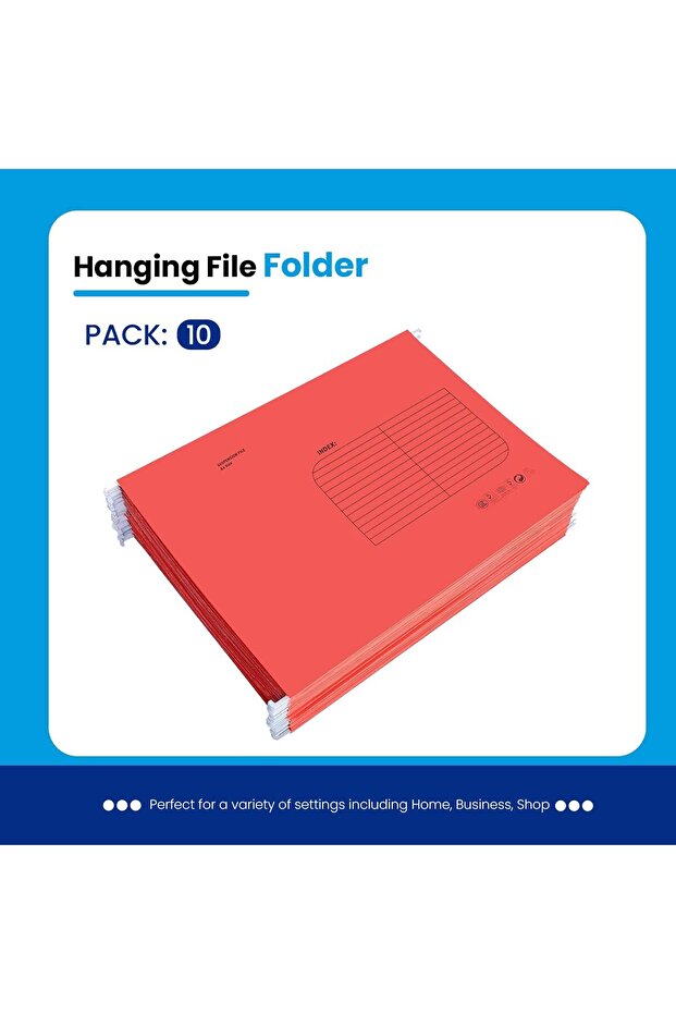 Hanging File Folders Pack of 10 Red Suspension Files for Filing Cabinet School Office Use - 4