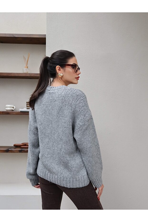 Uzun Kollu Örme Kazak - 5