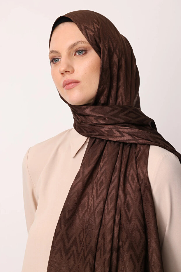 Tile Pattern Shiny Jacquard Shawl - 8