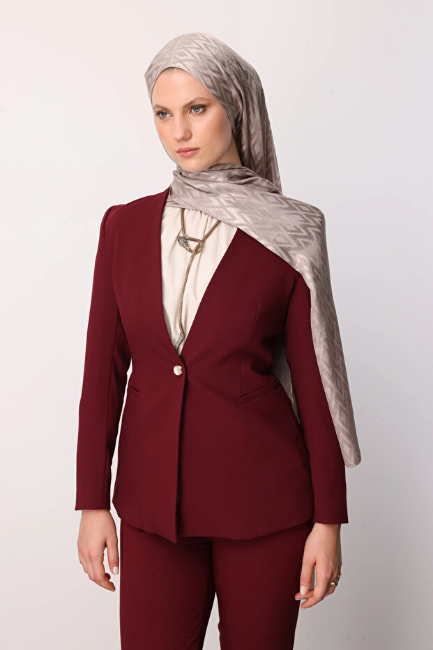 Tile Pattern Shiny Jacquard Shawl - 4