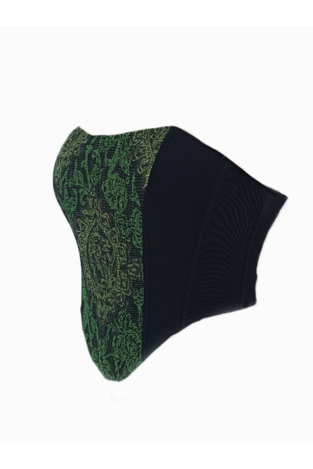 Green Baroque Patterned Brocade Corset - 3
