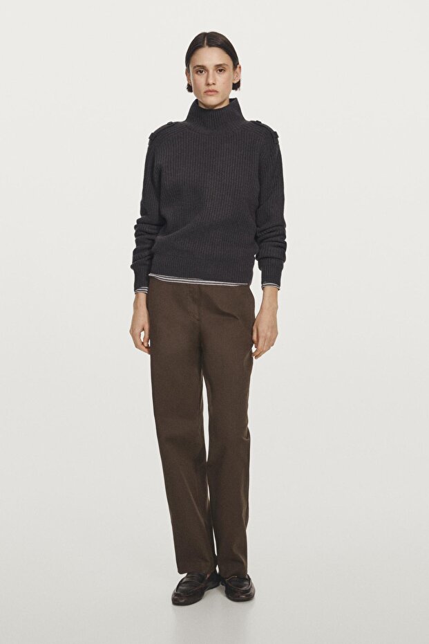 Straight fit pamuklu pantolon - 1