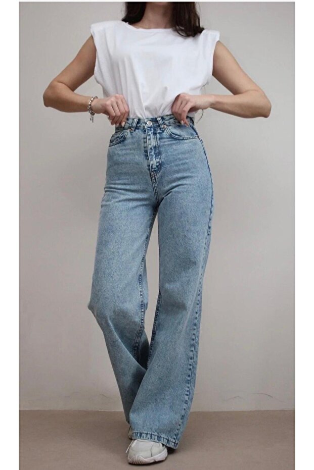 High Waist Palazzo Women's Denim Pants