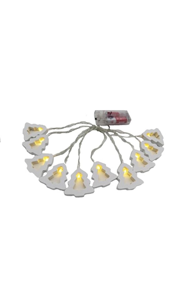 LED Christmas string lights, wooden tree models, battery-powered, transparent wire, 30 cm, warm whit - 1