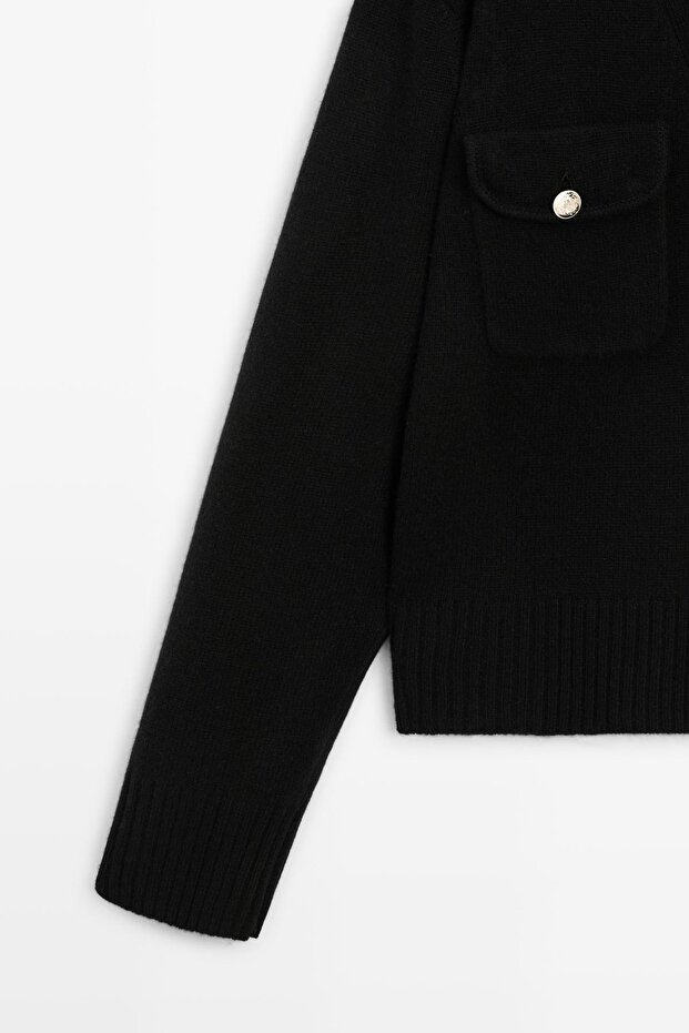 Dore düğmeli V yaka triko hırka - 7