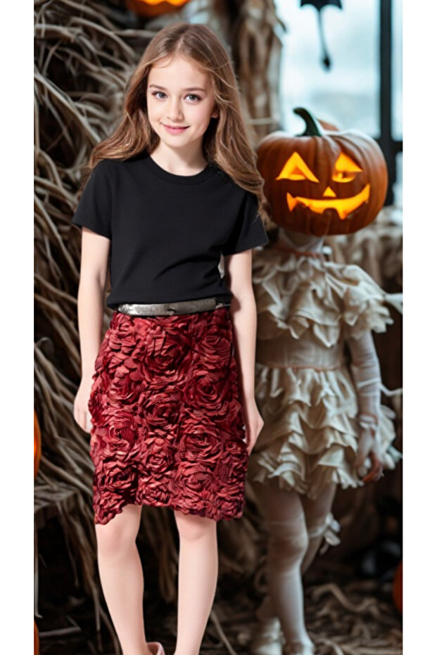 Kolekiyonu Kız Çocuk 3 Boyutlu Gül Etek - 2