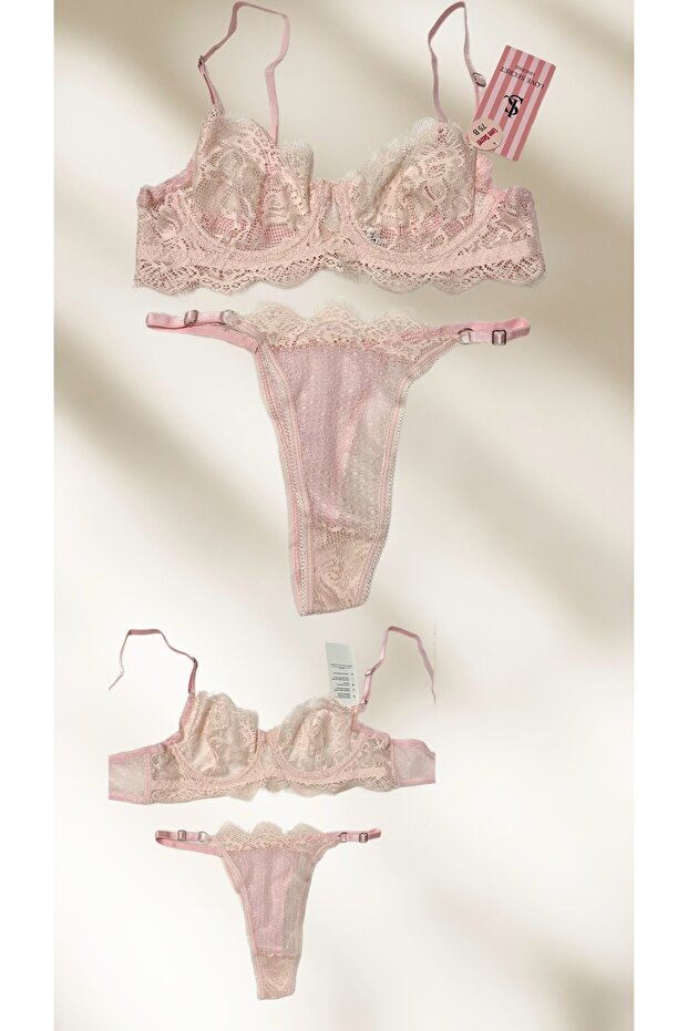 Underwire Lace Tulle Bra Panty Set