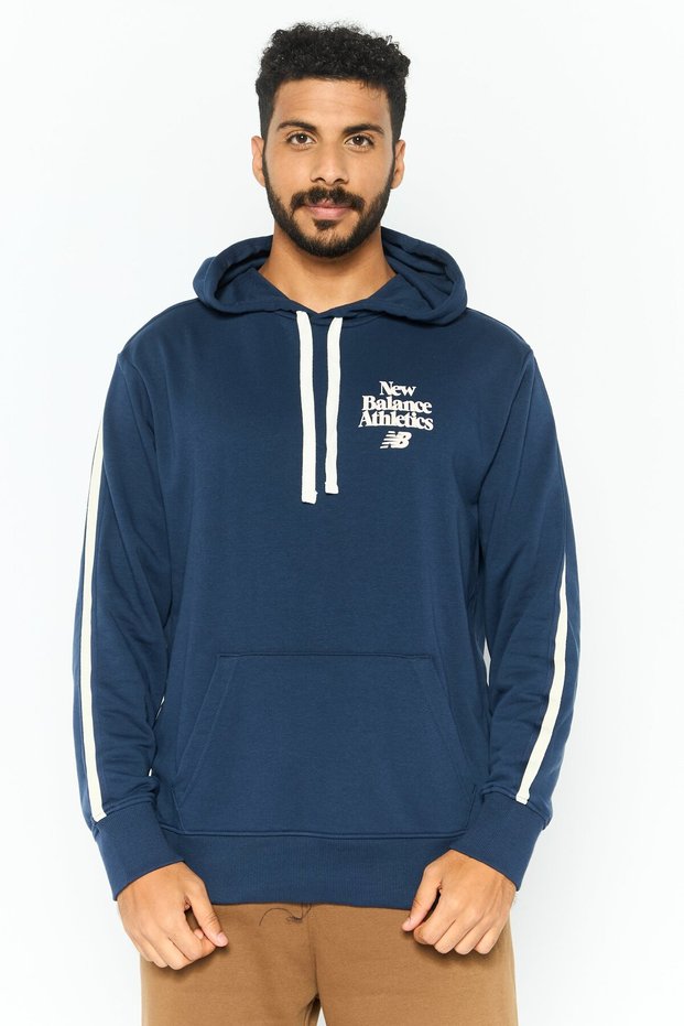 Men Sportswear Fit Graphic Print Hoodie, Navy
